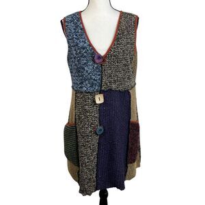 Hand Jive Wear Art Women's Patchwork Vest XL Sleeveless Lagenlook Handmade
